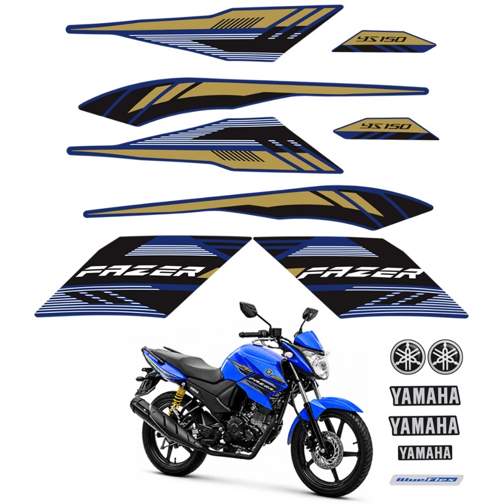 Kit Adesivos Para Yamaha Fazer 150 SED YS 2016 Moto Azul