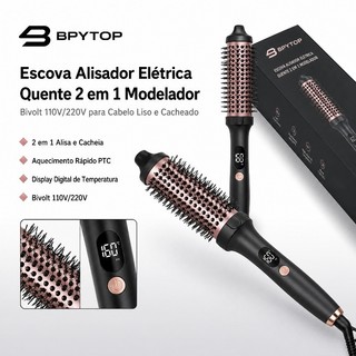 Escova Alisador Elétrica Quente Cabelo Com 2 Em1 Modelador 110V 220V