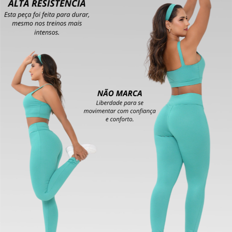 Conjunto Feminino de Academia Calça Legging + Top Modelador que Levanta e Define o Corpo