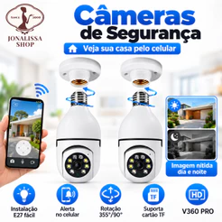 Câmeras Lâmpada Wi-Fi 1080P V360 Pro E27 Visão Noturna Áudio Detecção Movimento