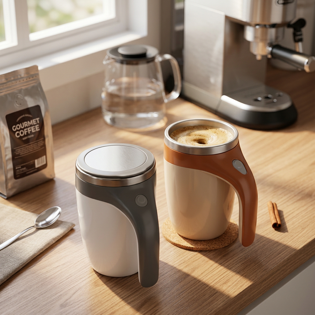 Caneca Copo Mixer Automática Elétrica 380ml Inox Tampa Misturador Café Cappuccino Shake Suco Bebidas