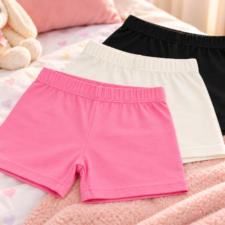 Kit 3 Short Boxer Infantil Curto Cotton Menina 96%Algodão Ideal para Usar com Saias e Vestidos Tam 2 ao 12