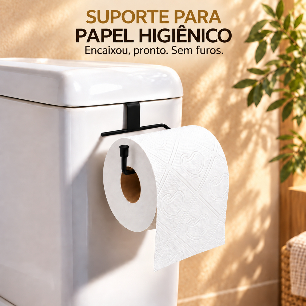 Suporte Porta Papel Higiênico Simples Caixa Acoplada Aramado Aço Preto Cromado Branco Resistente