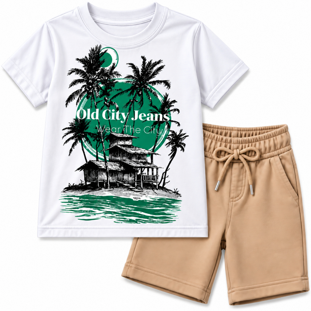 Conjunto Infantil Menino Camiseta Algodão Bermuda Moletinho Roupa Infantil Masculina 2 ao 16 Verão