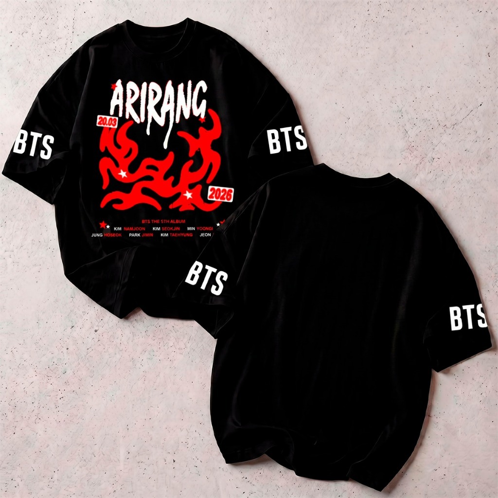 Camiseta Feminina Streetwear BTS Nova Tour Arirang Camisetão 100% Algodão Fio 30.1
