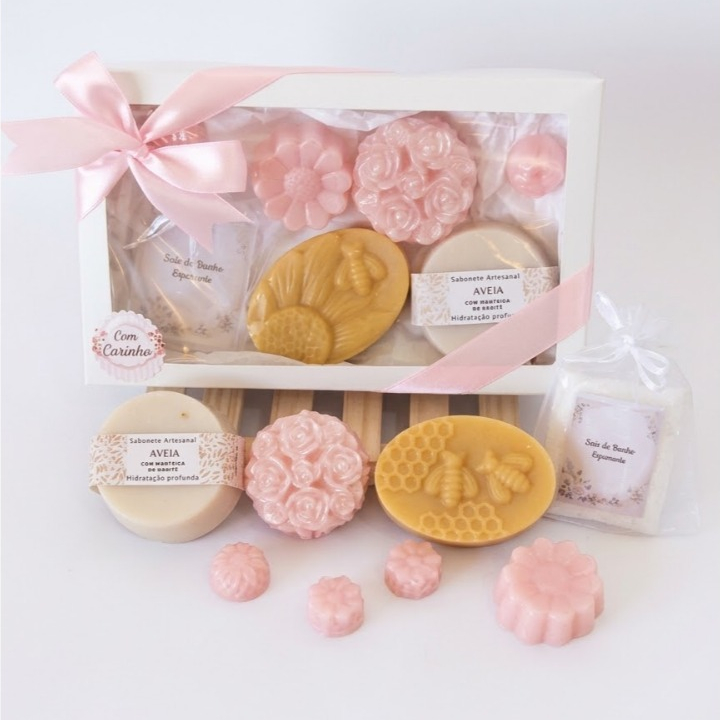 Kit Presente Feminino com Sabonetes Artesanais Perfumados Autocuidado Spa Presente para Mulher Aniversário Mães Natal