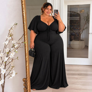 Macacão Plus Size Feminino Macacão Pantalona Plus Size Macacão Longo Plus Size