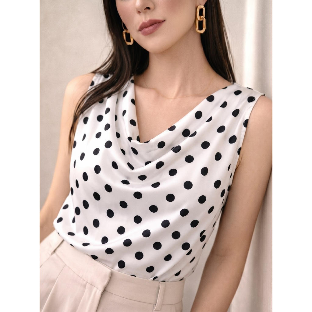 Blusa Regata Feminina Gola Boba Poliester Suplex Premium Drapeada Elegante