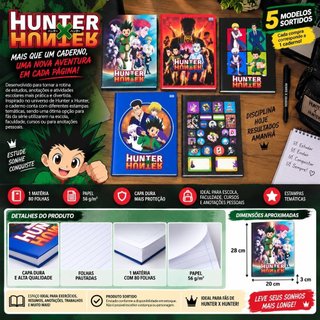Caderno Universitário Hunter x Hunter 1 Matéria 80 Folhas Com Aspiral e Sem Aspiral Capa Dura