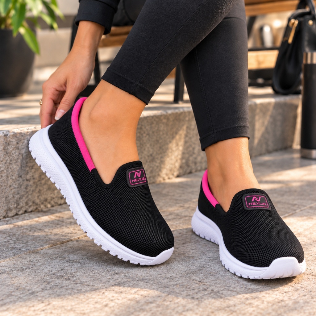 Tênis Feminino Modelo Calce Fácil Esportivo Para Academia, Caminhada e Lazer