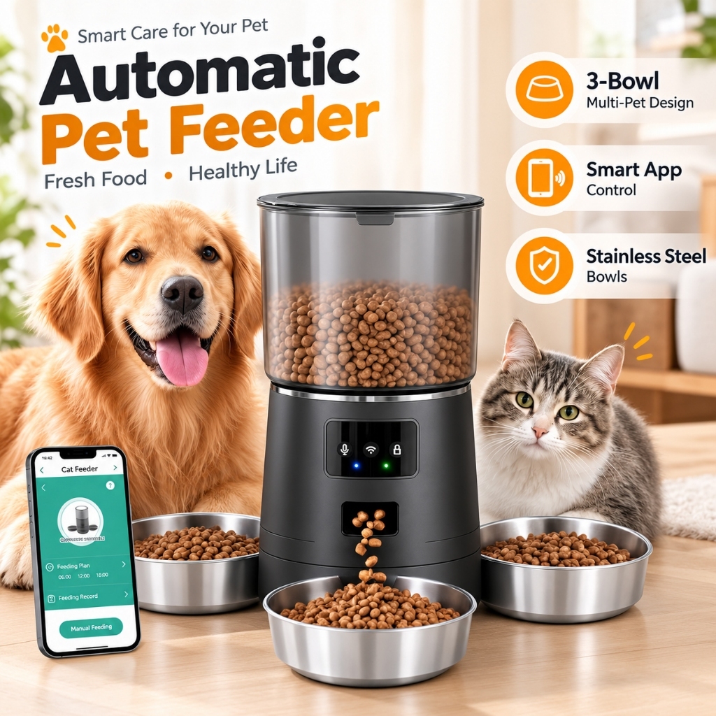 Newpet 6L três refeições Alimentador Comedouro Automático Wi-Fi Temporizador Para Cão Gato Wifi Tuya Control App- Bivolt