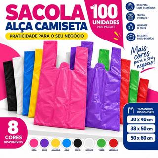 100 Sacolas Plásticas Reforçadas 30x40 / 38x50 / 50x60 (P, M e G) - Sacolinhas para Lojas e supermercados
