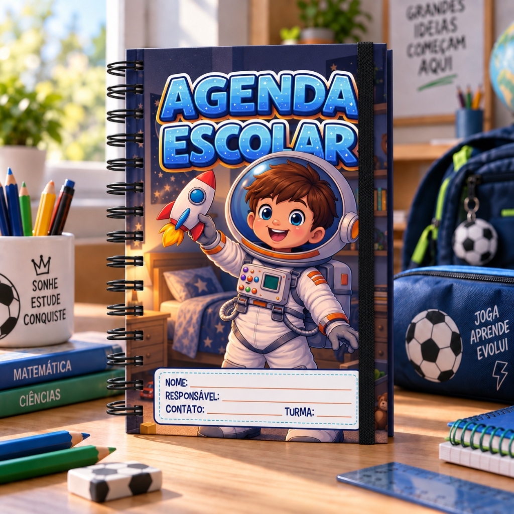 Agenda 2027 Astronauta Kids Infantil Planner Escolar Aula