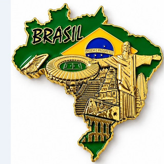 Ímã Decorativo Mapa do Brasil Com Pontos Turísticos Abridor De Garrafas
