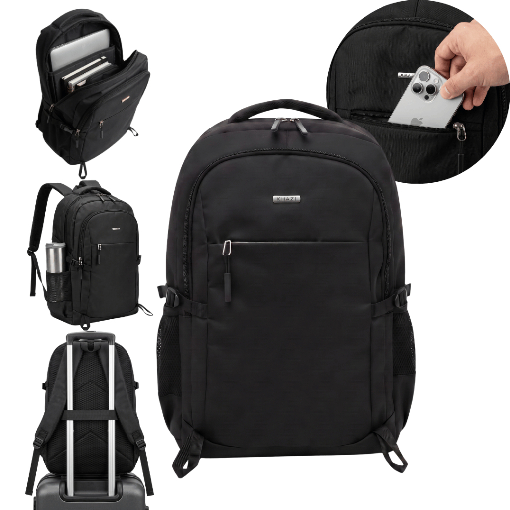 Mochila Reforçada Masculina Notebook 30L Preta Feminina Trabalho Faculdade Viagem Escolar Resistente P/Notebook Khazi