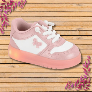 Tênis Infantil menina Molekinha Calce Fácil Glitter Led Feminino Pisca Pisca Rosa Creme Brilho Dia a Dia Escola Diversão