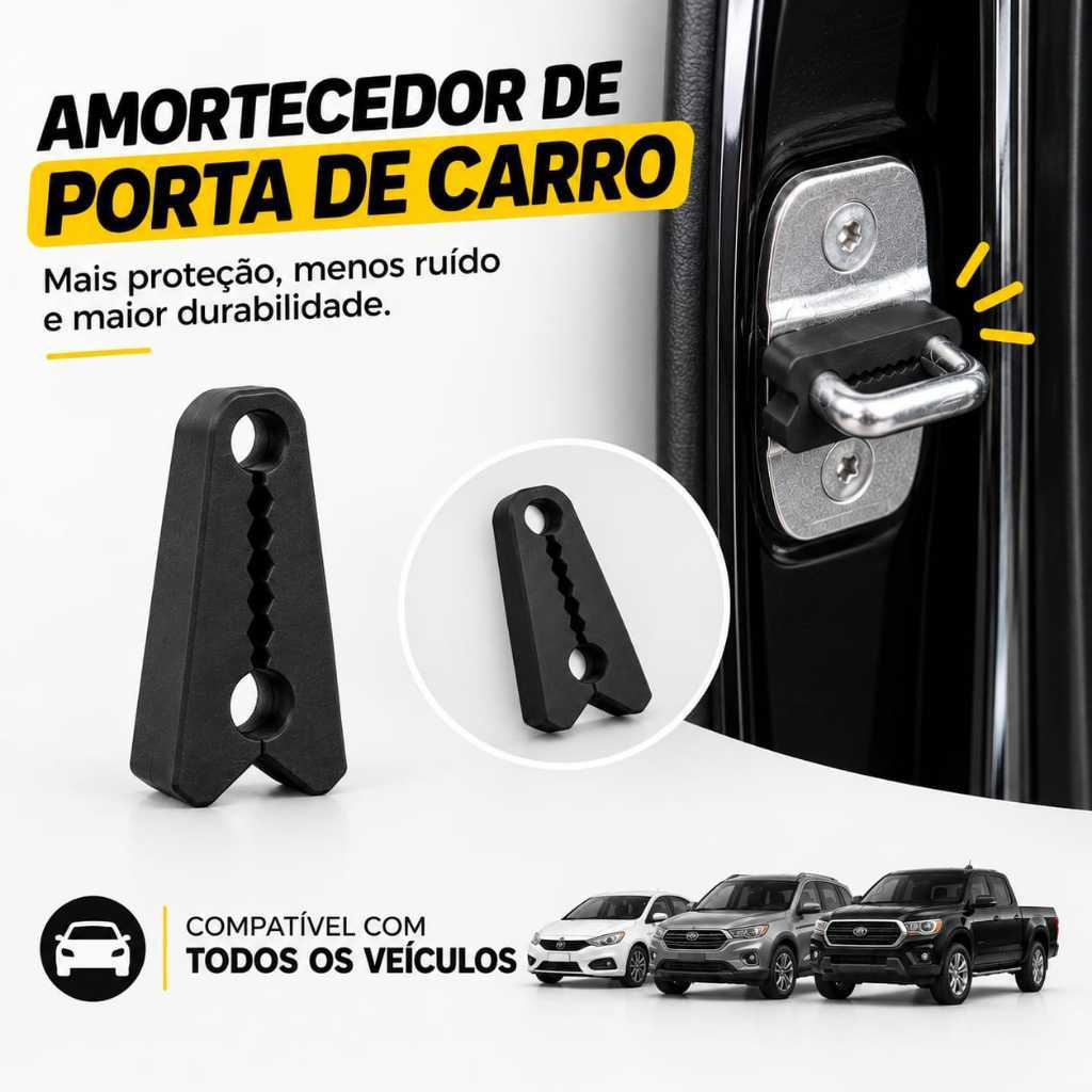 Kit Amortecedores De Porta De Carro Borracha Anti Impacto Antirruído Batente Protetor De Fechadura Universal