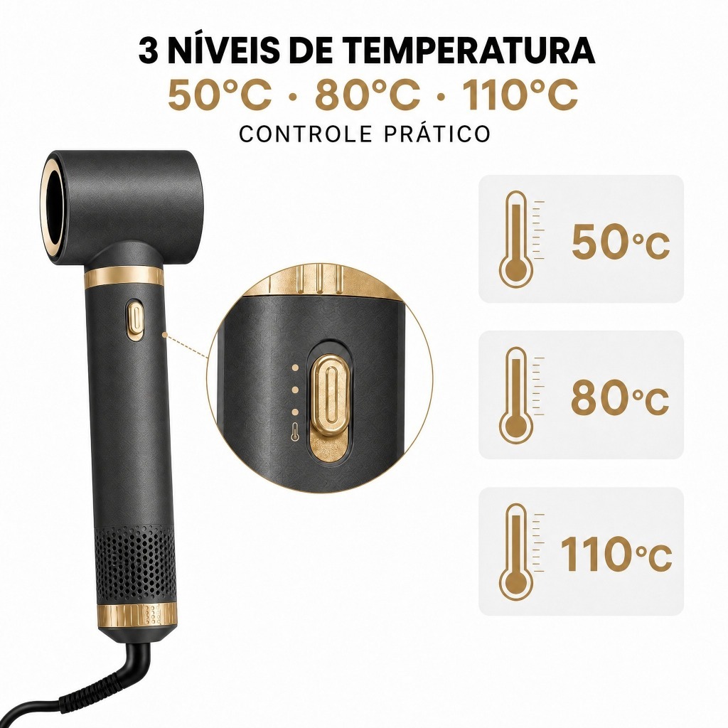 Escova Modeladora 5 em 1, 3 Níveis de Temperatura, Aquecimento Rápido 30s, Seca, Alisa, Modela e Dá Volume, Presente — imagem 2 de 2
