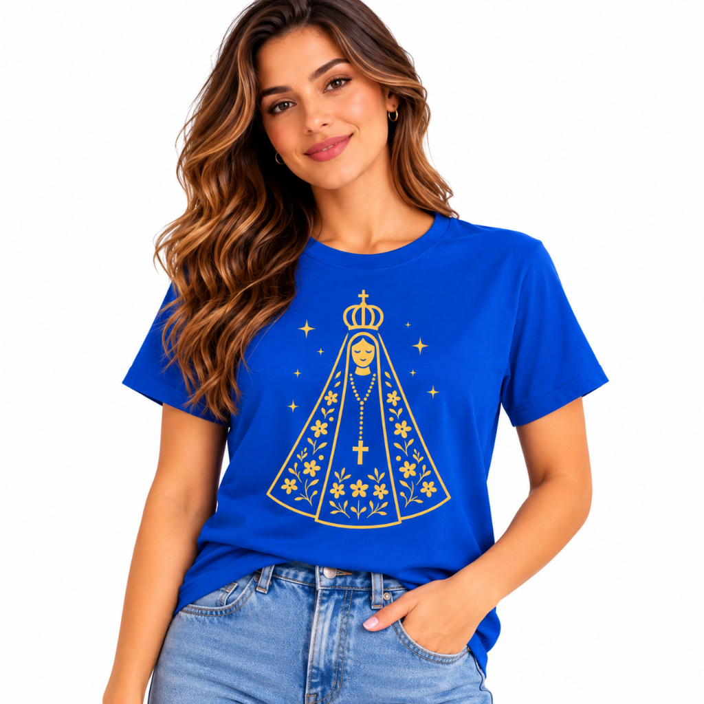 Camiseta Católica Nossa Senhora Padroeira Do Brasil Camisa Cristã Presente Religioso