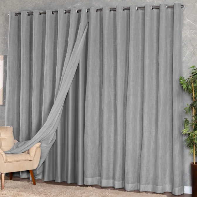 Cortina Voil Gaze De Linho 3,00 x 2,20/2,30/2,40/2,50/2,60/2,70/2,80 C/forro Blackout Grosso Original