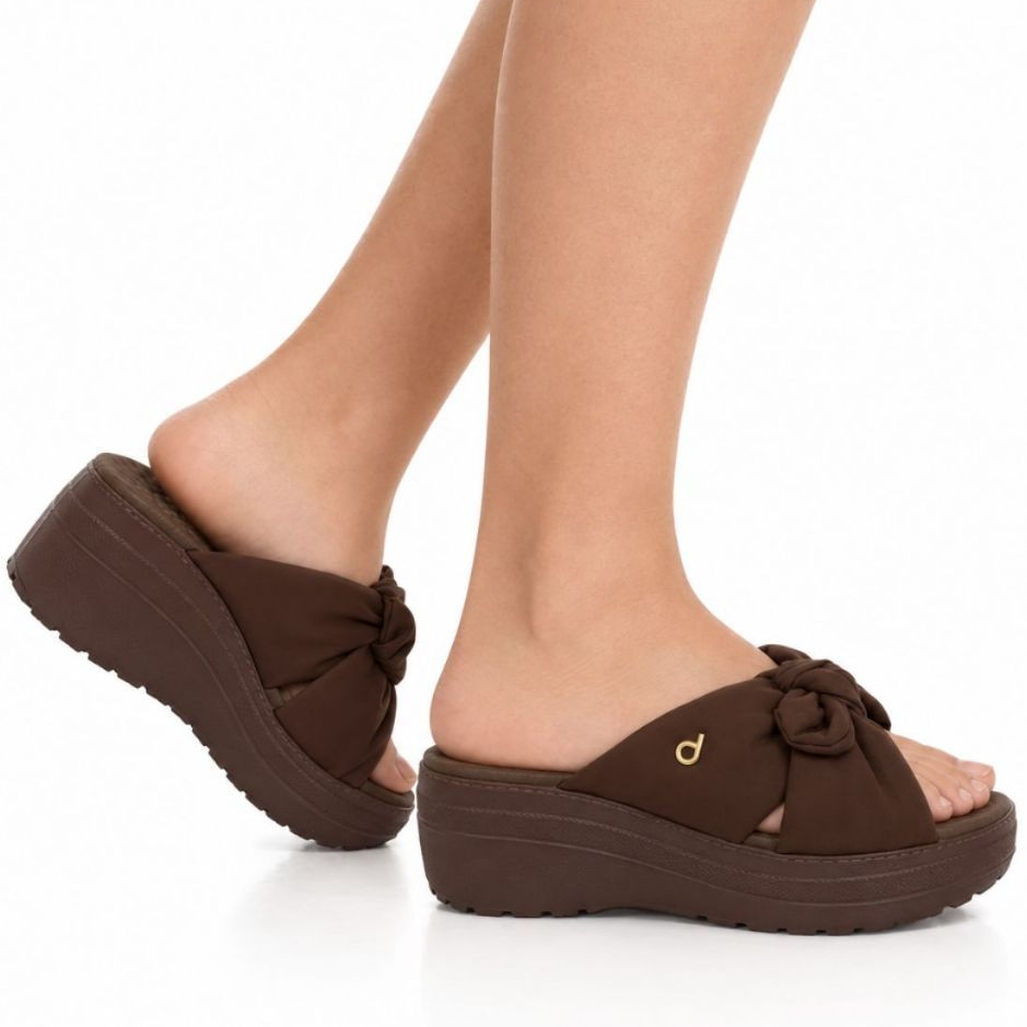 Chinelo Dijean Feminino Tamanco Plataforma Casual Sandália Laço Feminina Eva Conforto