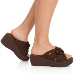 Chinelo Dijean Feminino Tamanco Plataforma Casual Sandália Laço Feminina Eva Conforto
