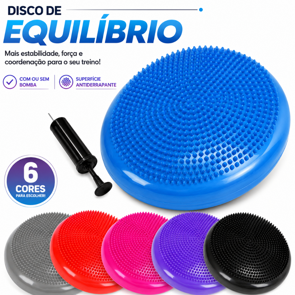 Almofada Disco Equilíbrio 33cm Inflável 150kg Exercícios Fitness COM ou SEM Bomba A Escolha