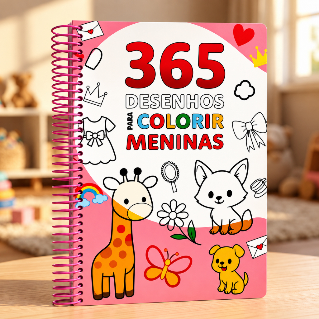 365 Desenhos para Meninas Espiral Livro de Pintura Infantil Educativo
