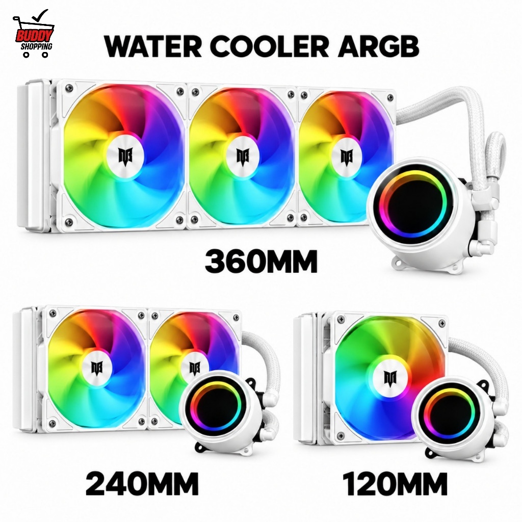 Water Cooler Revenger Branco ARGB 120 240 360mm RGB para Intel AMD PC Gamer