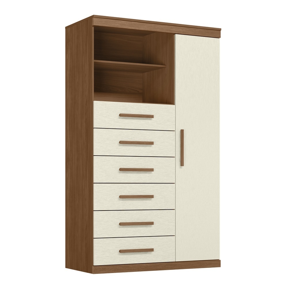 Multi Comoda Maraba 1 Porta 6 Gavetas Jatoba Areia Santos Andira