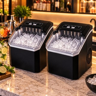 Kit 2 Máquinas de Gelo 12kg Gelo Rápido Premium Turbo Ice Cubos Bar Drinks Bebidas Festas Buffet