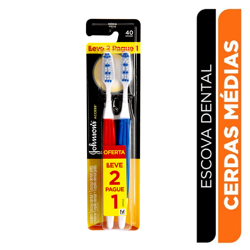 Escova Dental Johnson's Reach Acess Media Leve 2 Pague 1 - Cores Sortidas