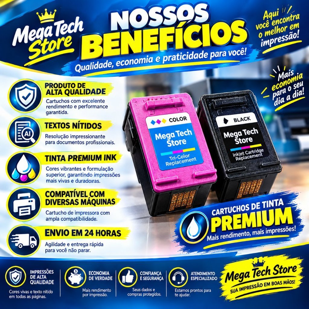 Kit 2 Cartuchos 664 Preto + Colorido Compatível com impressoras 3776, 3785, 3787, 3789 — imagem 2 de 2