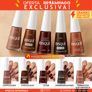 Kit 5 Esmaltes Risqué Tons Terrosos Cremoso Marrom Nude Premium Hipoalergênico Atacado Revenda