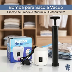 Bomba Elétrica 220V ou Sucção Manual Para Saco A Vácuo Organizador