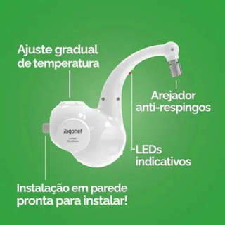 Torneira Eletrônica Zagonel Lumen 220V 5500W Para Cozinha Com Temperatura Gradual