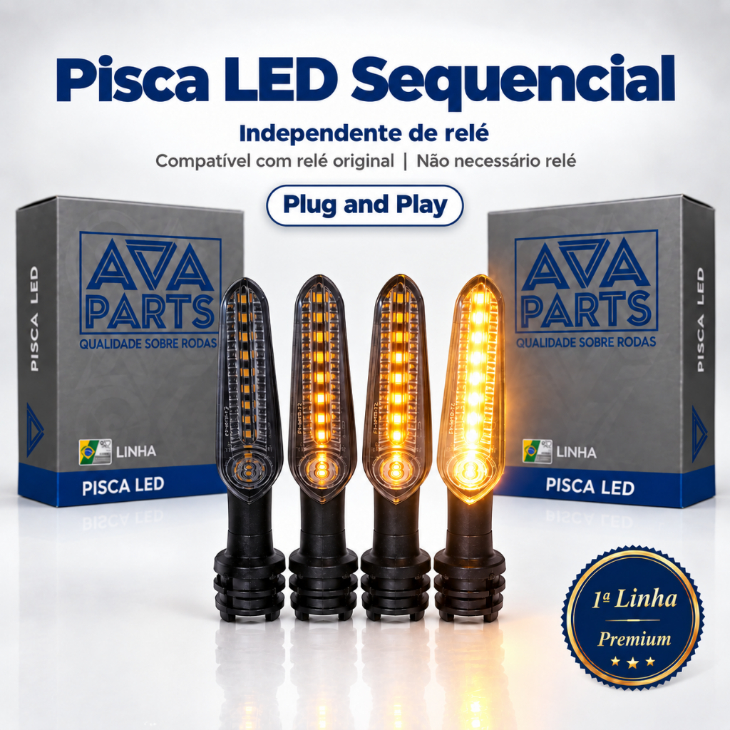 Kit 04 Pisca Led Sequencial MT03/ MT07/ MT09/ Fazer/ Factor/ Crosser 150 FZ15/ FZ25/ XJ6