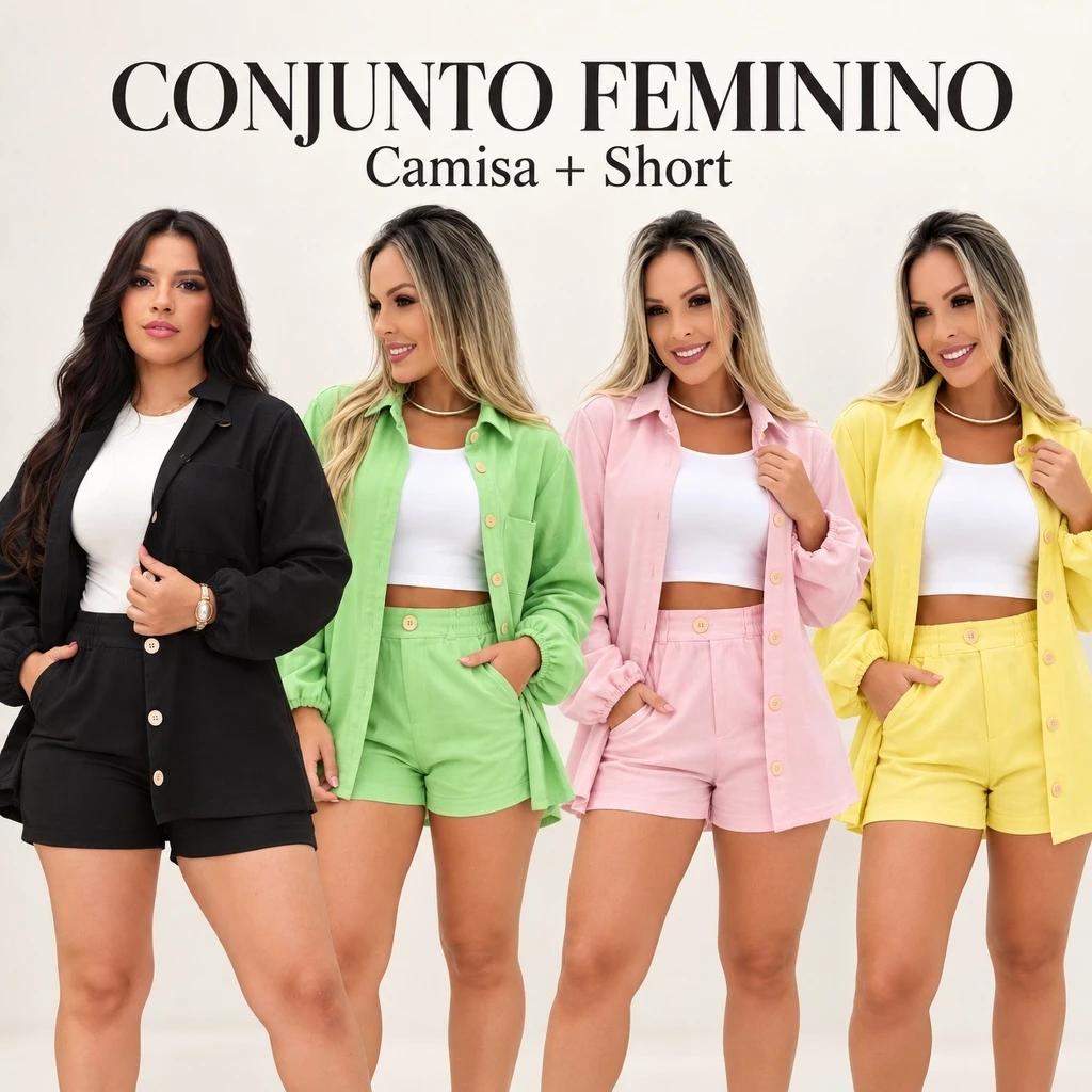 Conjunto Feminino Elegante Blazer + Short Azul bebe Estilo Social Chic Moda 2026 — imagem 1