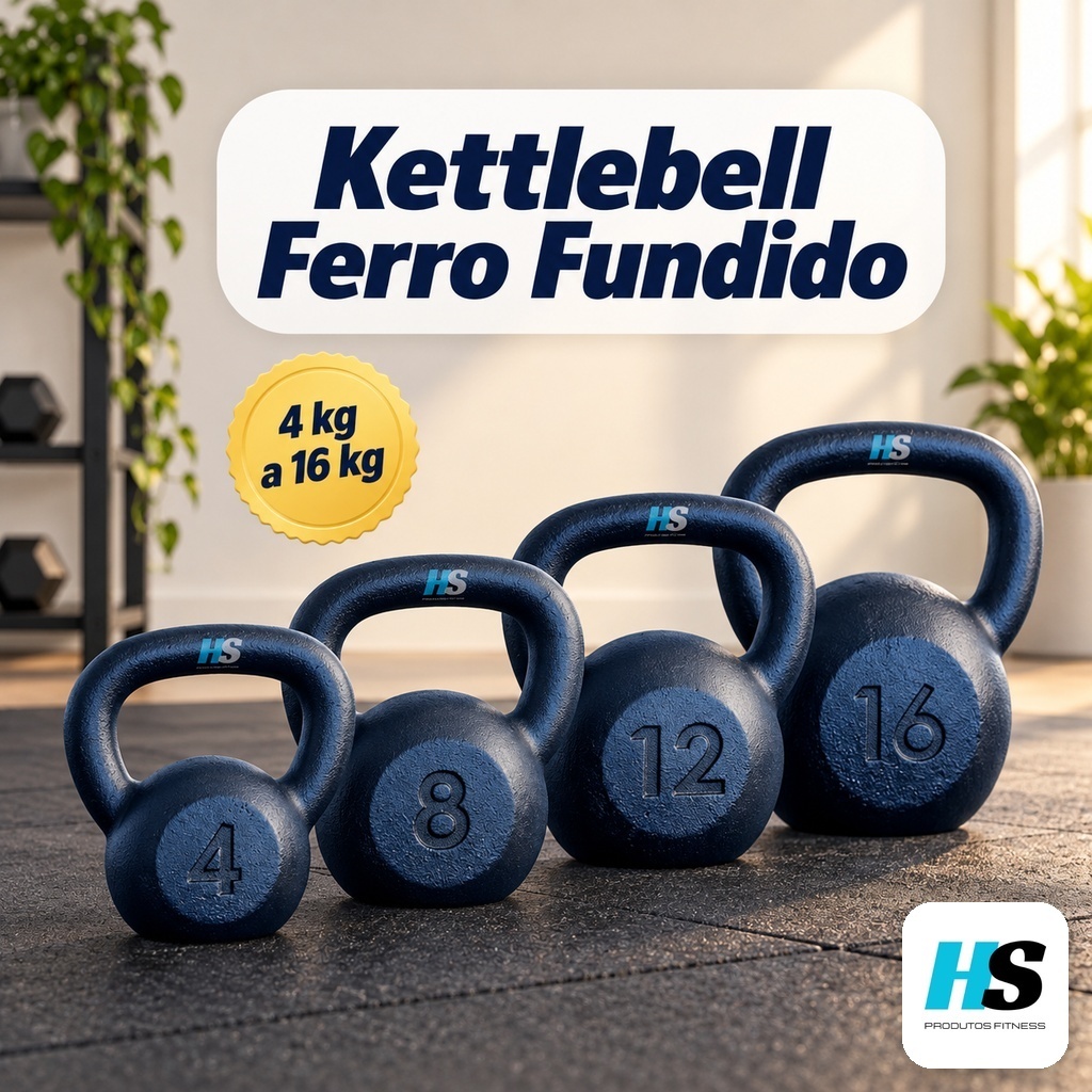 Kettlebell Pintado 4kg a 16kg Fitness Crossfit Treino Funcional Musculação Agachamento Casa