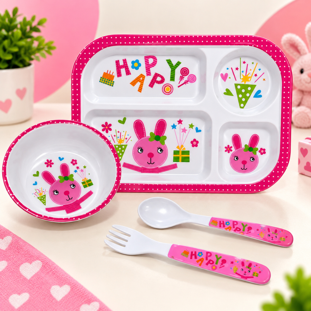 Kit Refeição Infantil Prato Com Divisórias Para Papinha Bebê Pratinho Jogo C/ 4 Pçs Alimentação Retangular top