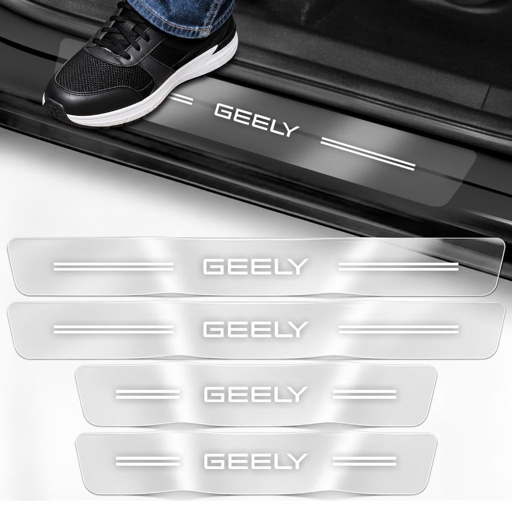 Conjunto Protetores Soleira Geely Versão Transparente Kit Completo Adesivo Antirrisco