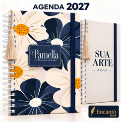 Agenda 2027 Personalizada A5 Capa Dura com Nome ou Sua Arte 1 ou 2 Dias por Página Presente Brinde corporativo