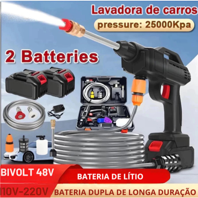Lavadora De Alta Pressão Recarregável Sem Fio 48V Baterias Linha Premium Para Carros e Jardins