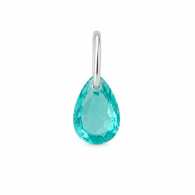 Pingente Gota Prata 925 Zircônia Turmalina Paraíba Feminino Delicado