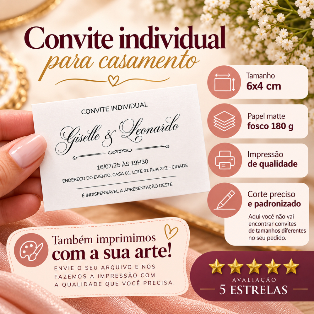 Convite Individual - Arte Grátis - casamento | 15 anos | infantil | adulto