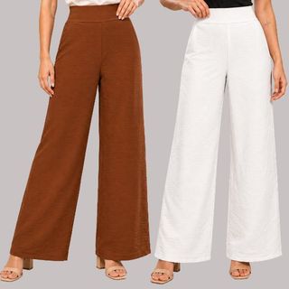 Kit 2 Calça Pantalona Feminina Wide Leg Calça Estilosa Calça Feminina Para Trabalhar Elegante