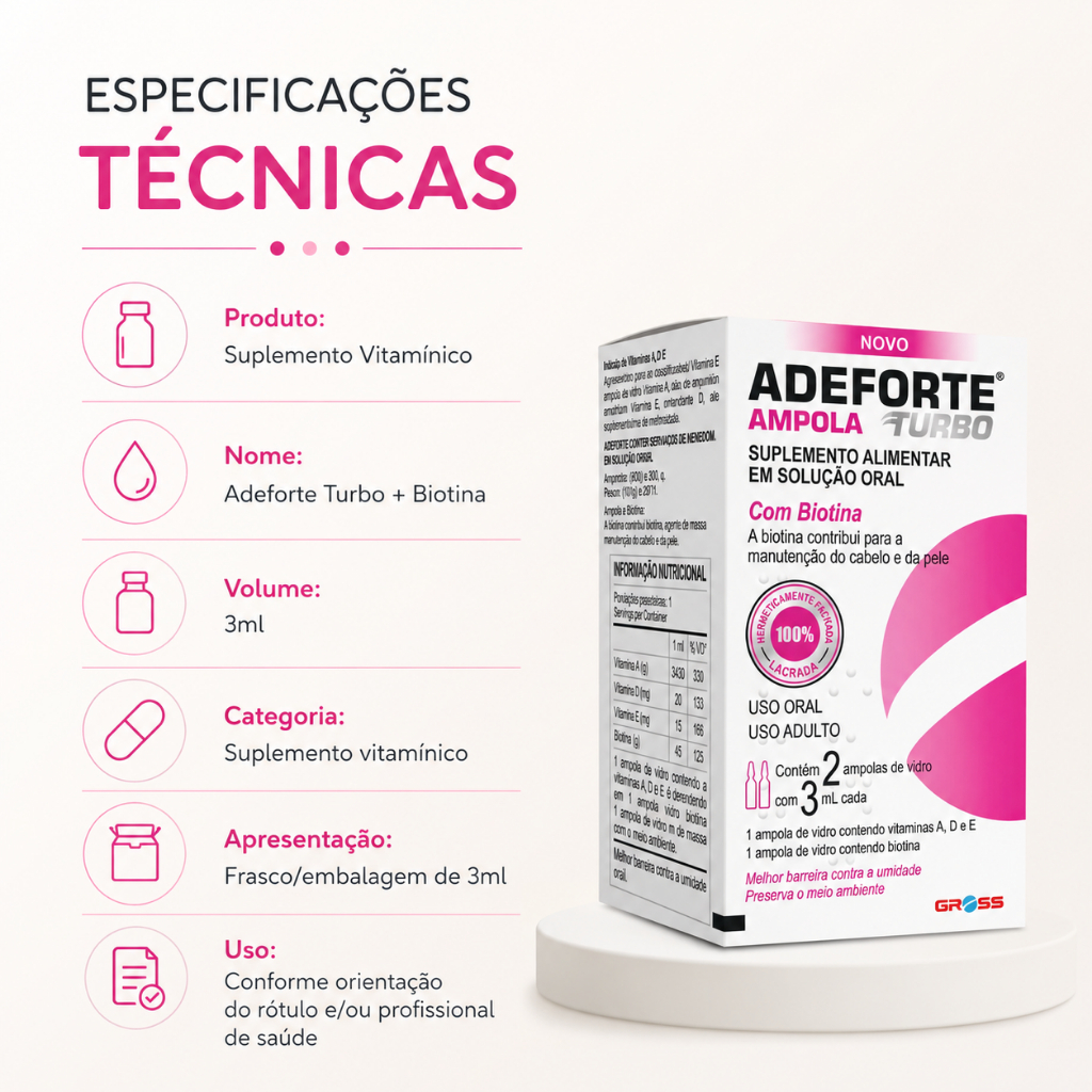 Kit 2x Suplemento Vitamínico Adeforte Turbo + Biotina 3ml — imagem 2 de 2