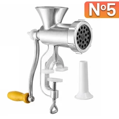 Moedor de Carne Manual N5 Maquina de Encher Linguiça Embutidos Moer Manivela 2 em 1 Alumínio