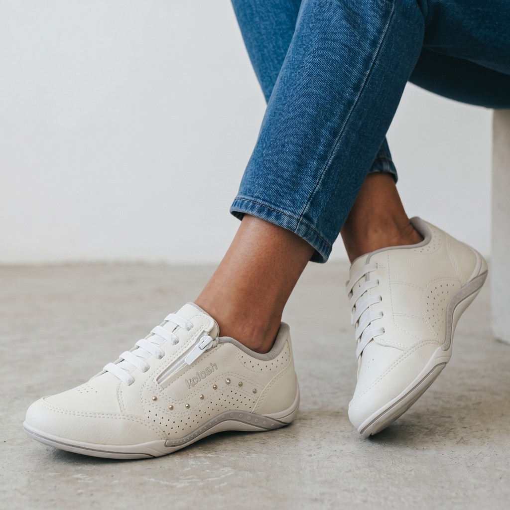 Tenis Kolosh Feminino Casual Slip On Ortopedico Ziper Macio Original