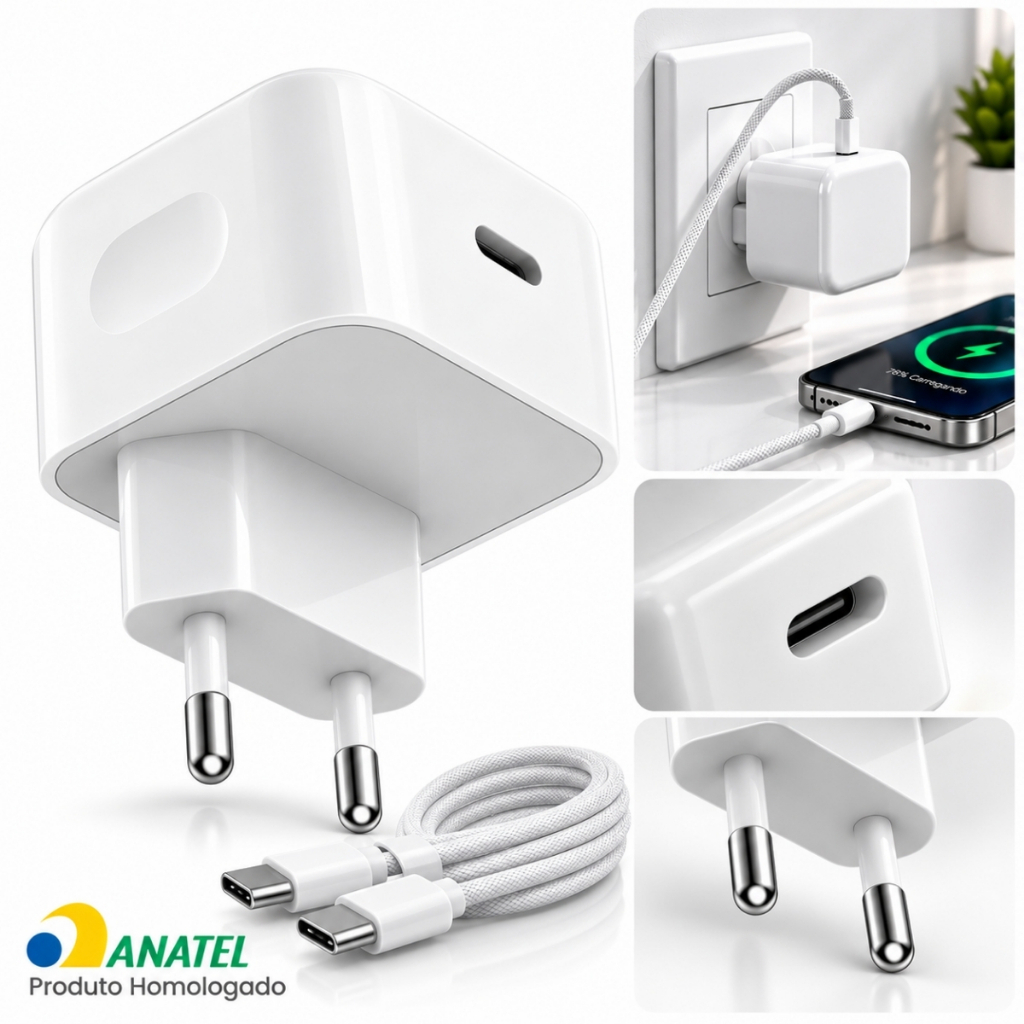 Carregador 40W USB-C Tipo C Fonte de Tomada para Celular Smartphone